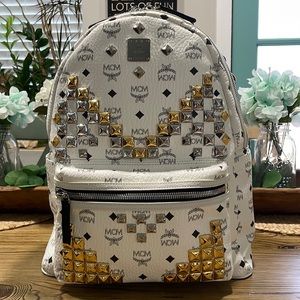 (MT159) Authentic MCM Visetos Stark Stud Large Backpack